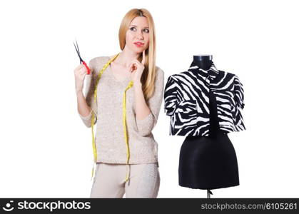 Woman tailor isolated on the white