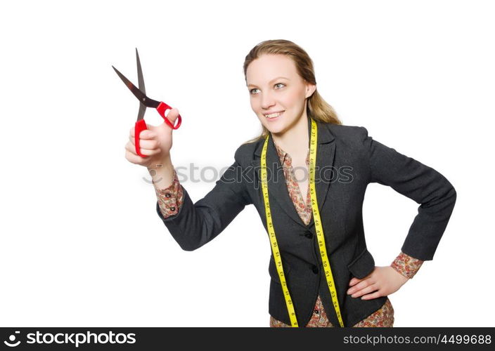 Woman tailor isolated on white