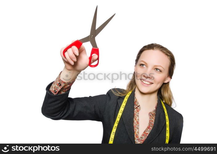 Woman tailor isolated on white