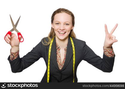 Woman tailor isolated on white