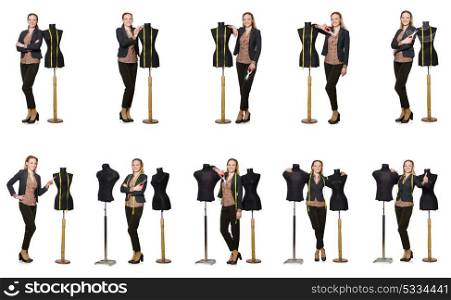 Woman tailor isolated on white