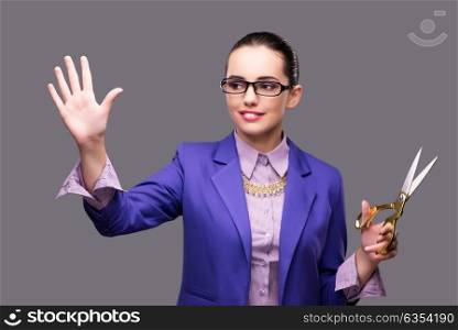 Woman tailor pressing virtual button