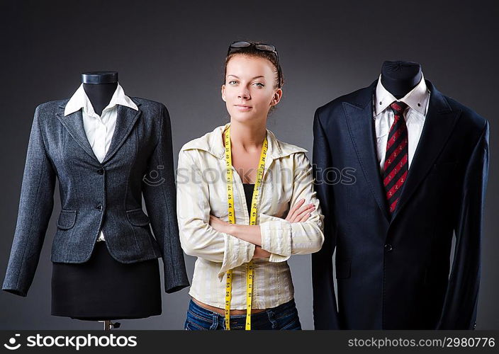 Woman tailor working on clothing