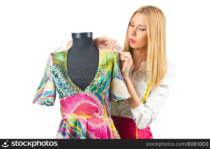 Woman tailor working on dress