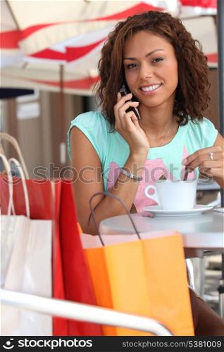 Woman taking a break from shopping