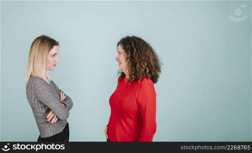 woman taking offence mother