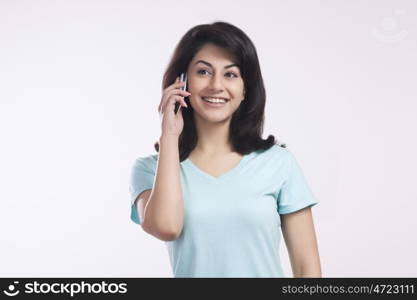 Woman talking on a mobile phone