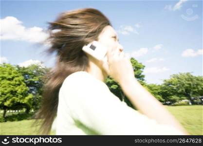 Woman talking with cell phone