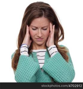 woman tests a headache
