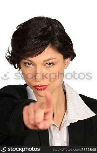 Woman threatening with her finger