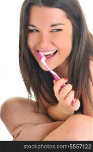 woman tooth brush teeth white smile