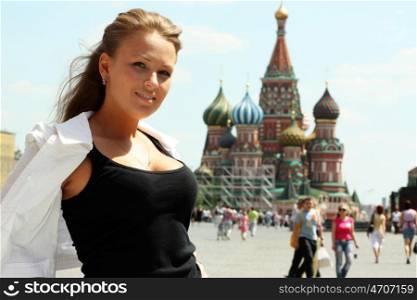 Woman tourist in Moscow (Russia)