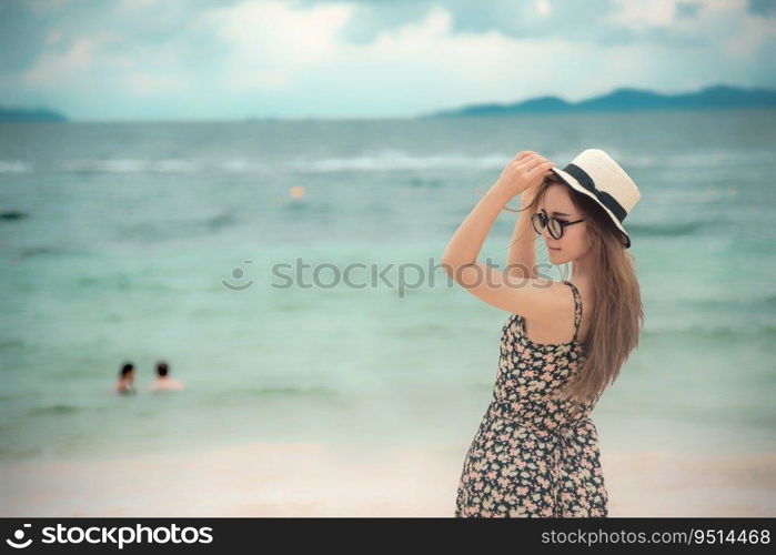 woman travel on tropical summer beach