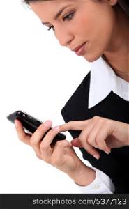 Woman typing on her mobile