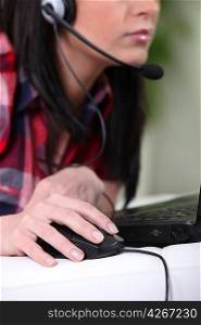 Woman using a voip service