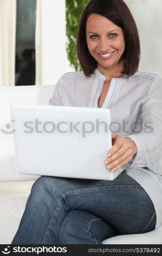 Woman using her laptop