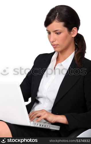 Woman using laptop computer