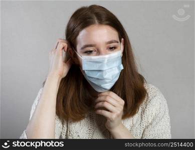 woman using medical mask protection