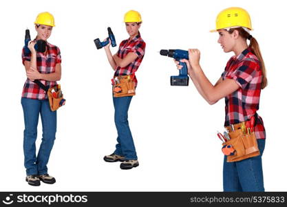 Woman using power drill