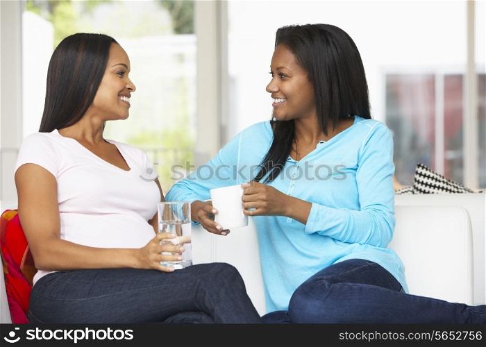 Woman Visiting Pregnant Friend At Home