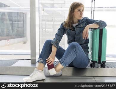 woman waiting her flight