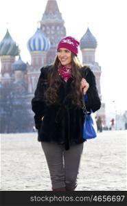 woman walking on the Red Square in Moscow