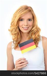 Woman waving a German flag