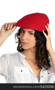 Woman wearing a beret