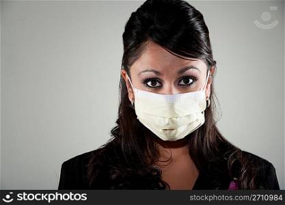 Woman wearing a breathing mask