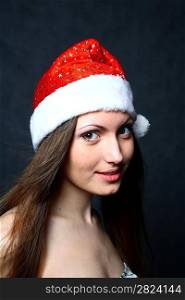 Woman wearing a christmas hat