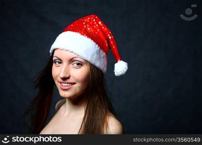 Woman wearing a christmas hat