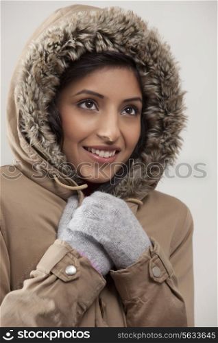 Woman wearing a hood