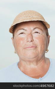 Woman wearing a straw hat