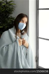 woman wearing face mask home 4