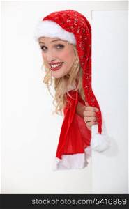 Woman wearing festive hat