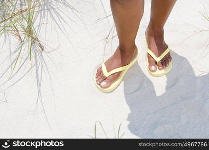 Woman wearing flip flops