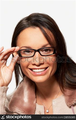 Woman wearing glasses portrait head and shoulders