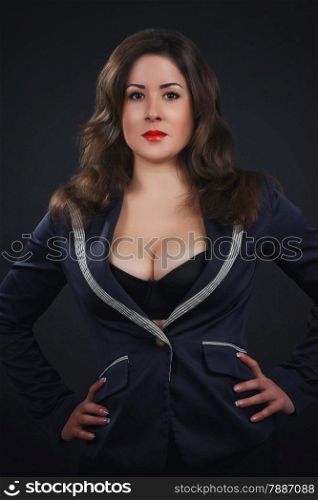 Woman wearing jacket dark style portrait