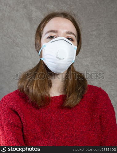 woman wearing medical mask face protection