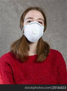woman wearing medical mask face protection