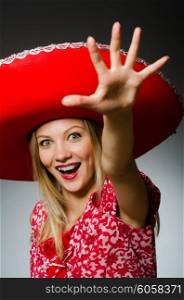 Woman wearing nice red sombrero