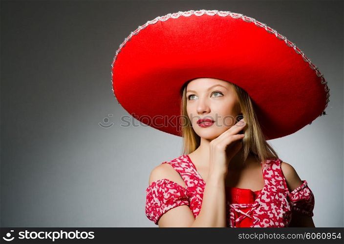 Woman wearing nice red sombrero