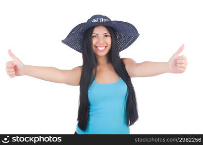 Woman wearing panama ready for summer vacation