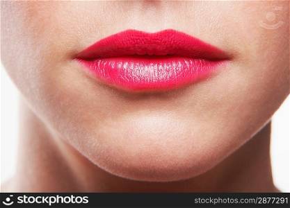 Woman Wearing Pink Lipstick