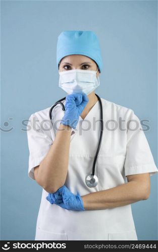 woman wearing protective equipment