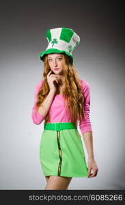 Woman wearing saint patrick hat