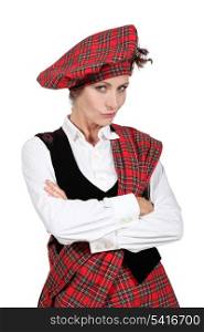 Woman wearing Scottish clothes