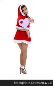 Woman wearing sexy Christmas outfit
