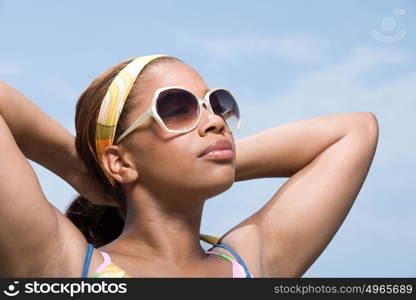 Woman wearing sunglasses