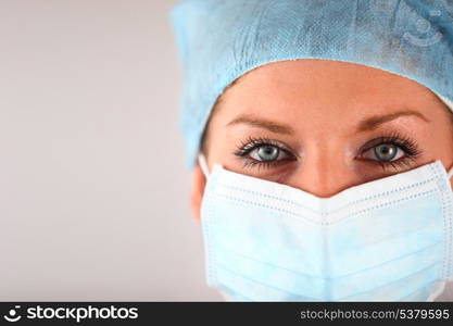 Woman wearing surgical mask